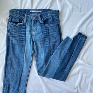 Chelsea & Violet Three Tone Mid-Rise Frayed Jean